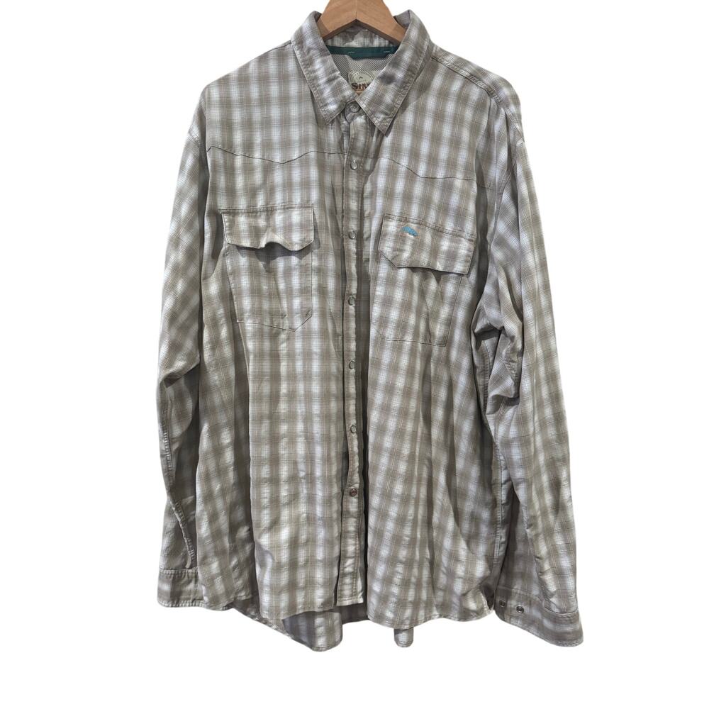 SIMMS Pearl Snaps Outdoor Plaid Fishing Shirt XXL